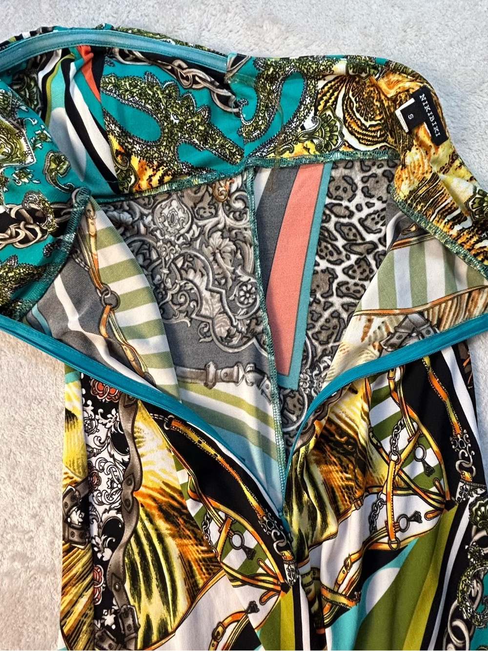NIKIBIKI Strapless Scarf Print Maxi Dress Size Small - Picture 4 of 8